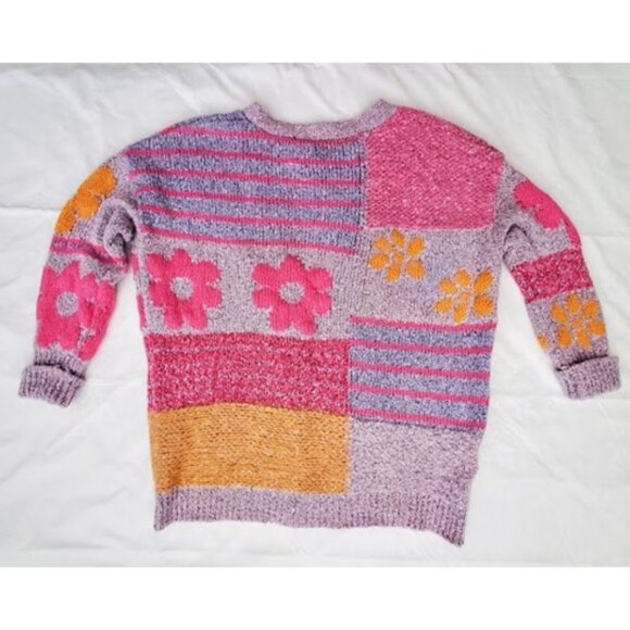 NWT Sincerely Jules Cuddly Soft Purple Pink Retro Flower Cardigan Sweater Size M - Picture 3 of 7